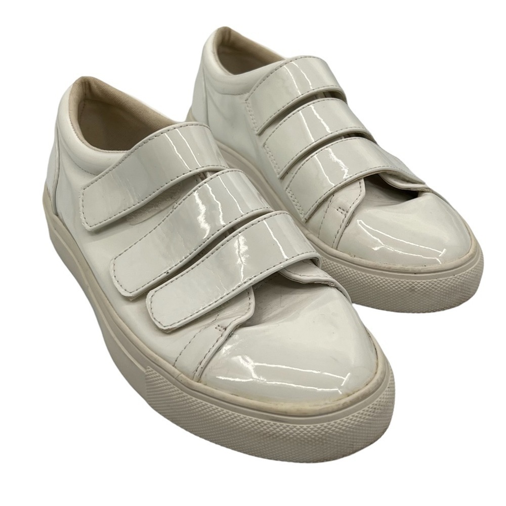ASOS White Patent Hook And Loop Sneakers Size 3 Big Girl's